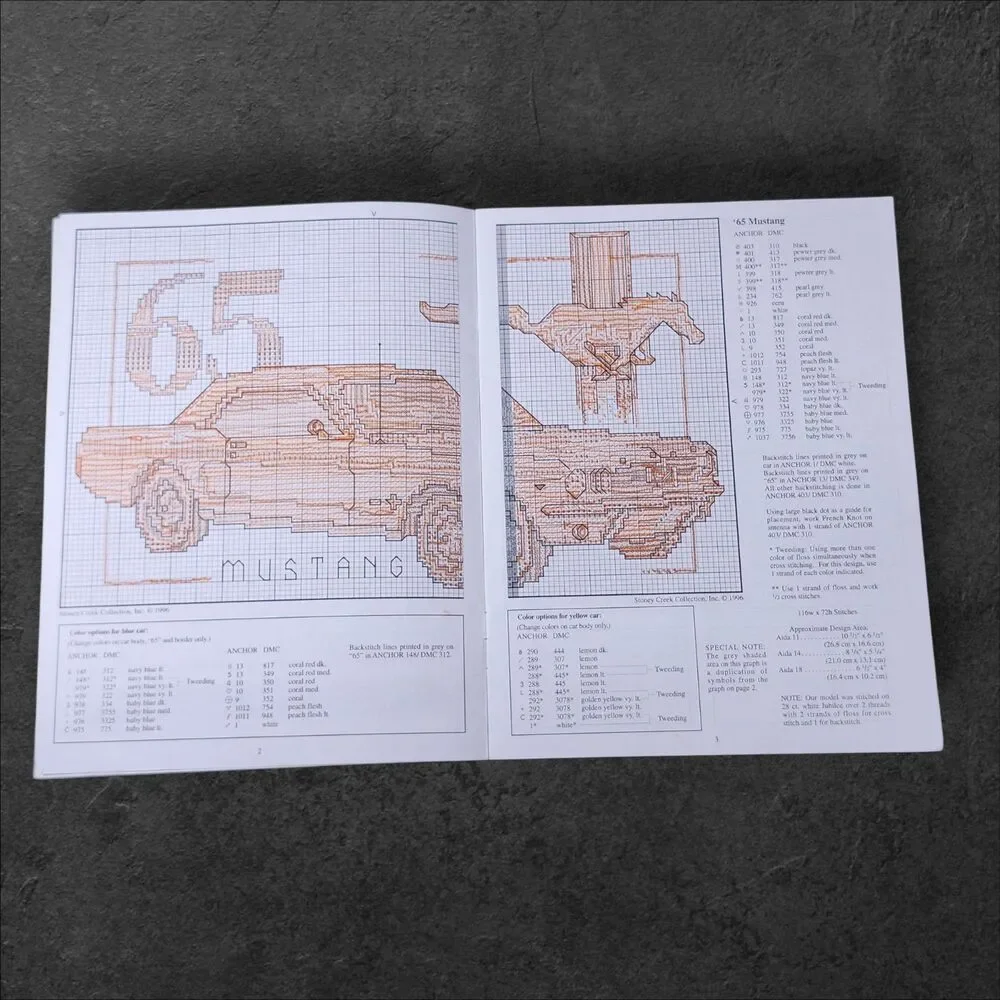 ​Stoney Creek Classic Autos Book 165 Cross Stitch Patterns Chevy Mustang Beetle